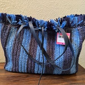 NWT Kate Spade Raffia Fringed Tote